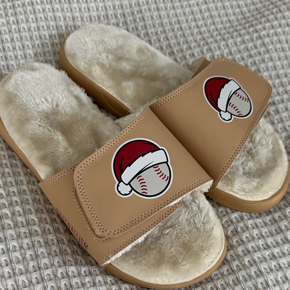 Baseballism Santa Slide Sandals RARE
